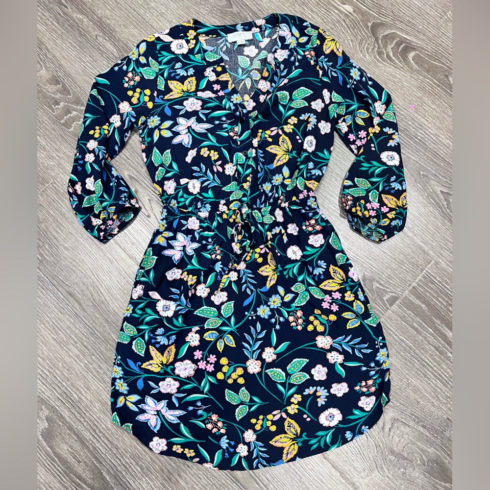 LOFT Petite Floral Patterned Dress with pockets size XXS
